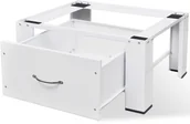 Akcesoria i części do pralek i suszarek - vidaXL vidaXL Podest pod pralkę z szufladą w białym kolorze - miniaturka - grafika 1