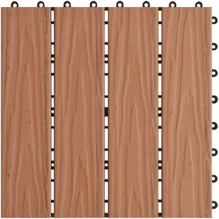 vidaXL Płytki tarasowe tłoczone, WPC, 11 szt, 30x30cm, 1m, jasny brąz - Podesty i deski tarasowe - miniaturka - grafika 6