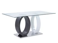 Stoły - Unique Vente Stół jadalniany AYANE 6-osobowy szkło hartowane i MDF szaro-biały - miniaturka - grafika 1