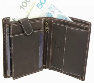 Cefirutti Portfel Męski Skórzany Skóra Licowa Duży Pionowy Bez Zapięcia Dwa Listki Z Zapinką Wewnątrz Matowy HT 75699 - Portfele - miniaturka - grafika 6