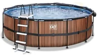 Baseny ogrodowe - Exit Basen Wood brązowy okrągły 360 x 122 cm pompa filtrująca 30.22.12.10 - miniaturka - grafika 1