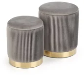 Pufy i podnóżki - Halmar Zestaw dwóch Puf MONTY w stylu glamour z weluru w kolorze szarym V-CH-MONTY-PUFA-POPIEL - miniaturka - grafika 1