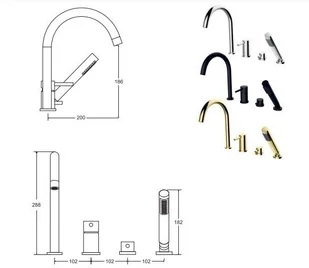 PMD Piramida PMD Illusion Bateria nawannowa 4 otworowa chrom BW-I4-CH - Baterie wannowe i prysznicowe - miniaturka - grafika 3