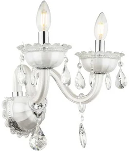 Globo Lighting Kinkiet LAMPA ścienna TEEJAY 64118-2W świecznikowa OPRAWA pałacowa z kryształkami maria teresa biała 64118-2W - Lampy ścienne - miniaturka - grafika 2