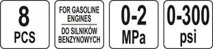 Yato MIERNIK CIŚNIENIA SPRĘŻANIA DLA SILNIKÓW BENZYNOWYCH 8 CZ ZAWIERA ADAPTERY YT-73022 - Narzędzia warsztatowe - miniaturka - grafika 5