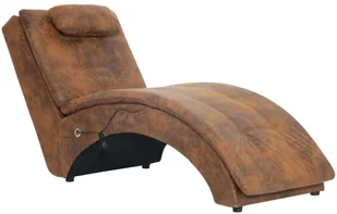 vidaXL Szezlong z poduszką, brązowy, sztuczna skóra zamszowa - Szezlongi - miniaturka - grafika 2