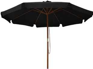 vidaXL Parasol ogrodowy na drewnianym słupku, 330 cm, czarny vidaXL - Parasole ogrodowe - miniaturka - grafika 3