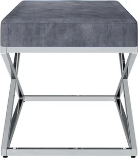 vidaXL Ławka, 97 cm, szara, aksamitna tkanina i stal nierdzewna vidaXL - Ławki do przedpokoju - miniaturka - grafika 4