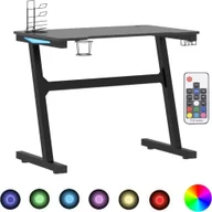 Biurka gamingowe - vidaXL Biurko  gamingowe z LED nogi w kształcie Z czarne 90x60x75 cm 325418 - miniaturka - grafika 1