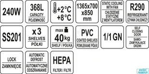 Yato STÓŁ CHŁODNICZY 368L 3 DRZWI YG-05300 - Szafy i witryny chłodnicze - miniaturka - grafika 11