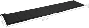 vidaXL Poduszka na ławkę ogrodową, czarna, 200 x 50 x 3 cm - Poduszki ogrodowe - miniaturka - grafika 6