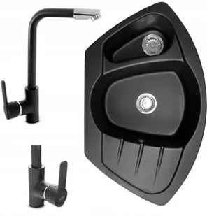 Zlewozmywak Zlew Granitowy Bateria Kuchenna Prosta - Zlewozmywaki z baterią - miniaturka - grafika 2