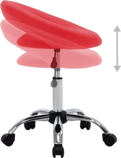 Fotel biurowy, krzesło biurowe vidaXL Krzesło robocze na kółkach, czerwone, sztuczna skóra - Fotele i krzesła biurowe - miniaturka - grafika 4