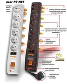 Listwy zasilające - HSK Listwa zasilająca przepięciowa P7 7szt gniazd czarna 1,5m LZACLZ715010 - miniaturka - grafika 1