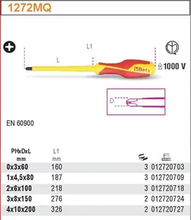 Beta WKRĘTAK KRZYŻOWY PR.PH 6X100 IZOL1000V 1272MQ/6X100 - Śrubokręty - miniaturka - grafika 2