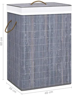 vidaXL Bambusowy kosz na pranie, szary, 72 L vidaXL - Kosze na bieliznę - miniaturka - grafika 8