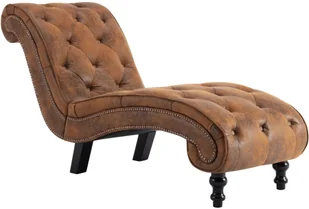 vidaXL Szezlong, brązowy, sztuczna skóra zamszowa - Szezlongi - miniaturka - grafika 2