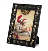 Gadżety dla niej i dla niego - Murrano Ramka na zdjęcia czarna z grawerem dla pary na święta RAMK-BK-016 - miniaturka - grafika 1