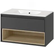 Szafki łazienkowe - Excellent EXCELLENT Tuto Szafka pod umywalkę 80 cm Szara-Dąb MLEX.0101.800.GRBL - miniaturka - grafika 1