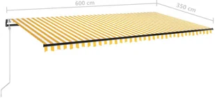 VidaXL Lumarko Automatycznie zwijana markiza, 600x350 cm, żółto-biała! 3069248 VidaXL - Markizy - miniaturka - grafika 8