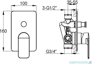 Kohlman Texen zestaw prysznicowy z deszczownicą 20 cm chrom QW210TR20 | - Zestawy prysznicowe - miniaturka - grafika 2