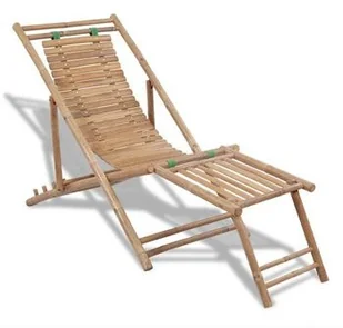 vidaXL vidaXL Leżak bambusowy z podnóżkiem - Leżaki ogrodowe - miniaturka - grafika 2