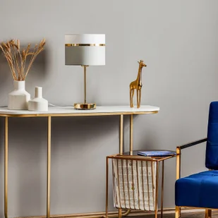 Euluna Tekstylna lampa stołowa Long biała/szara/mosiądz - Lampy stojące - miniaturka - grafika 2