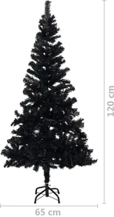 vidaXL Lumarko Sztuczna choinka ze stojakiem, czarna, 120 cm, PVC 329179 - Choinki - miniaturka - grafika 5
