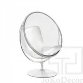 Fotele - King Home Fotel BUBBLE STAND 2 poduszka biała - akryl, chrom, ekoskóra JH-200-2.WHITEPUW [11910012] - miniaturka - grafika 1