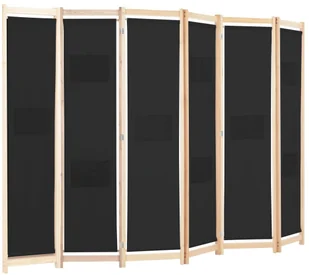 vidaXL Parawan 6-panelowy, czarny, 240 x 170 x 4 cm, tkanina vidaXL - Parawany - miniaturka - grafika 3