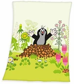 Koce i narzuty dla dzieci - Herding DER KLEINE MAULWURF kocyk dziecięcy, 75 x 100 cm, flausz z mikrofibry, wielokolorowy - miniaturka - grafika 1