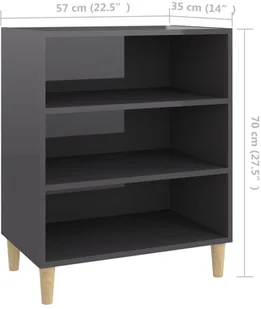 vidaXL Szafka na wysoki połysk szara 57x35x70 cm płyta wiórowa 806057 - Komody - miniaturka - grafika 8