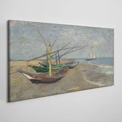 Obrazy i zdjęcia - PL Coloray Obraz na Płótnie łodzie na plaży Van Gogh 120x60cm - miniaturka - grafika 1