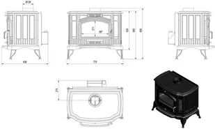 Ekoprojekt 300 Piec wolnostojący koza 10kW K9 z turbiną TURBOFAN z wylotem spalin fi 130 Gratis Rozeta stalowa okrągła fi 130 + Rura stalowa 130/1m + Kolano ruchome 130/90 spełnia anty-smogowy EkoProjekt - Piece wolnostojące - miniaturka - grafika 3