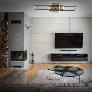 Briloner Lampa sufitowa Frame CCT, pilot, czarna/drewniana - Lampy sufitowe - miniaturka - grafika 2