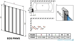 Radaway Eos PNW5 Parawan nawannowy 107 przejrzyste 1205501-101 | - Parawany nawannowe - miniaturka - grafika 2