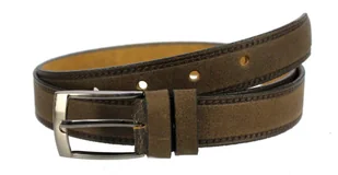 TRK (PL) Pasek Skórzany TRK (PL) "TŁOCZONY CIENKĄ NITKĄ" Skóra Naturalna Zamszowa 30 mm BEŻOWY - Paski - miniaturka - grafika 2