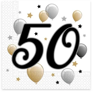 PROCOS NON-DISNEY Serwetki na pięćdziesiąte urodziny 33cm 20 szt 88868 - Dekoracje i nakrycia stołu na imprezę - miniaturka - grafika 2