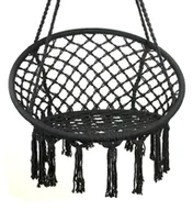 Huśtawki - Huśtawka fotel bocianie gniazdo z oparciem czarna - miniaturka - grafika 1