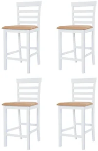 vidaXL Stół barowy i 4 krzesła, lite drewno, kolor brązowy i biały - Stoły z krzesłami - miniaturka - grafika 5