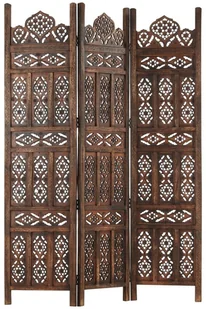 vidaXL vidaXL Parawan 3-panelowy, rzeźbiony, brązowy 120x165 cm, drewno mango - Parawany - miniaturka - grafika 8