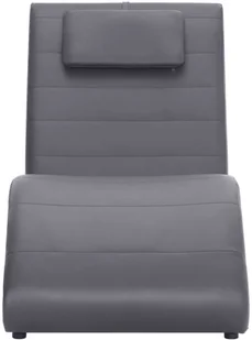 vidaXL Szezlong z poduszką, szary, skóra syntetyczna - Szezlongi - miniaturka - grafika 2