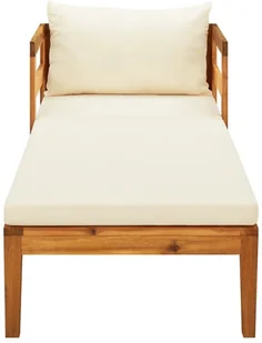 VidaXL Leżak z kremową poduszką, lite drewno akacjowe! 316312 - Sofy ogrodowe - miniaturka - grafika 3
