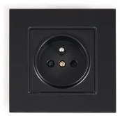 Gniazdka elektryczne - LEDart LUMENIX ELEKTRYCZNE SZKLANE BIANKA 230V 16A POJEDYNCZE Z UZIEMIENIEM CZARNY GN-BIANKA-23 - miniaturka - grafika 1