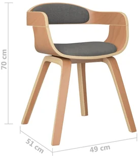 vidaXL Lumarko Krzesła stołowe, 6 szt., jasnoszare, gięte drewno i tkanina! 3092393 - Krzesła - miniaturka - grafika 7