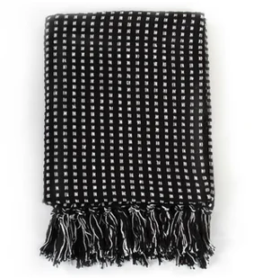 vidaXL Bawełniana narzuta w kratkę, 220 x 250 cm, czarna - Narzuty - miniaturka - grafika 4