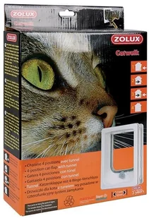 Zolux Drzwiczki dla kota z tunelem do drzwi drewnianych białe - Pozostałe akcesoria dla kotów - miniaturka - grafika 2