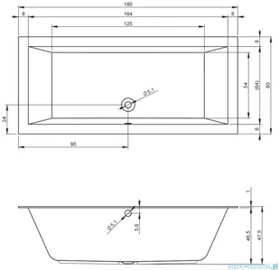 Riho Lugo 180x80cm wanna prostokątna z hydromasażem Pneumatic S2 prawa + nogi + syfon BT02-PNES2-P Riho - Wanny z hydromasażem Riho Lugo 180x80cm wanna prostokątna z hydromasażem Pneumatic S2 prawa + nogi + syfon BT02-PNES2-P Riho - Wanny z hydromasażem - miniaturka - grafika 2