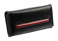 Portfele - PolskaGalanteria.pl Portfel Damski PolskaGalanteria Z Wstawką Długi Z Klamrą Skóra Naturalna CZARNY KP D1602 WST - miniaturka - grafika 1
