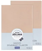 Prześcieradła dla dzieci - Zollner Julius prześcieradło z gumką na łóżko dziecięce, wymiary: 60 x 120 / 70 x 140 cm, w różnych kolorach dwupak Sand - miniaturka - grafika 1